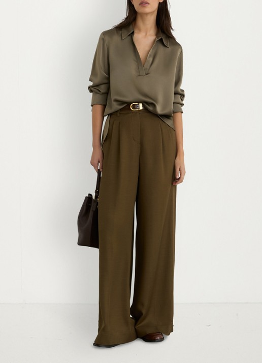 Reiss Marina tuniek van zijde - voorkant 5 khaki