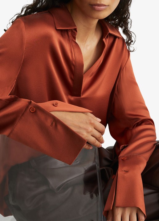 Reiss Marina tuniek van zijde - detail 3 oranje
