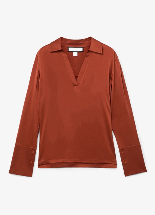 Reiss Marina tuniek van zijde - voorkant oranje