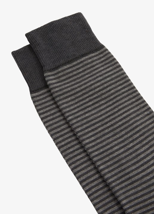 Reiss Mario sokken met streepprint - detail donkergrijs