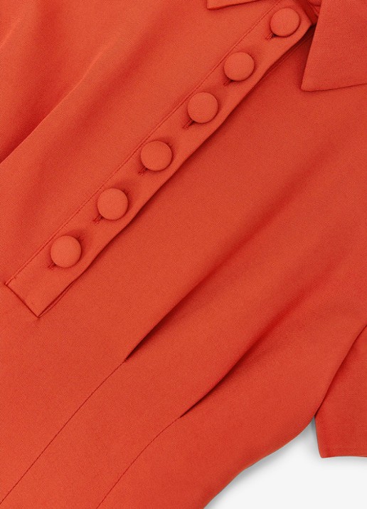 Reiss Marlie mini jurk met kraag - detail 7 oranje