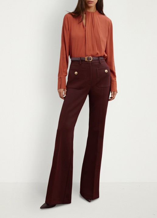 Reiss Marta tuniek met plooidetail - voorkant 2 oranjebruin