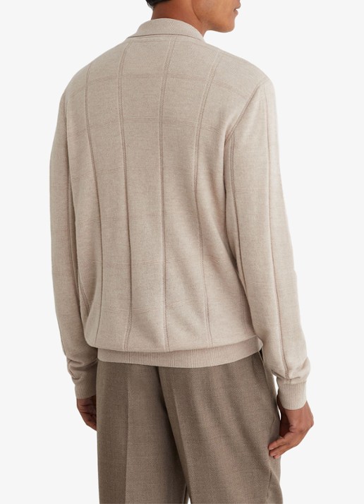 Reiss Martindale fijngebreid vest met structuur - achterkant 4 oatmeal / beige
