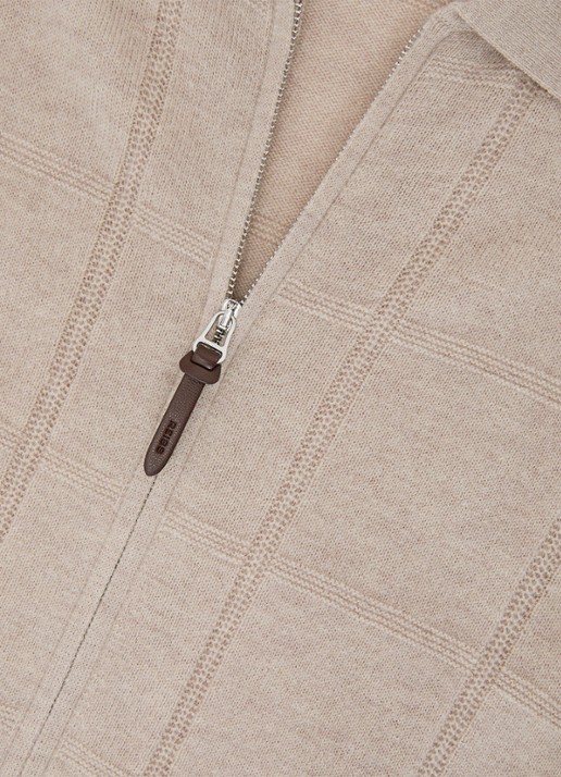 Reiss Martindale fijngebreid vest met structuur - detail 3 oatmeal / beige