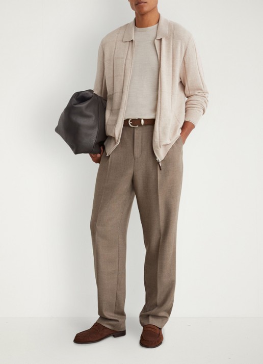 Reiss Martindale fijngebreid vest met structuur - voorkant 6 oatmeal / beige