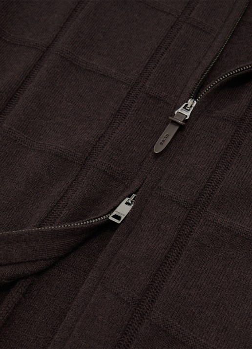 Reiss Martindale fijngebreid vest met structuur - detail 3 donkerbruin