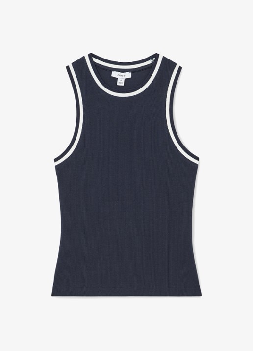 Reiss Matilda tanktop met ribstructuur - voorkant 5 donkerblauw