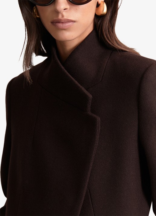 Reiss Max mantel in wolblend met opstaande kraag - detail 5 donkerbruin