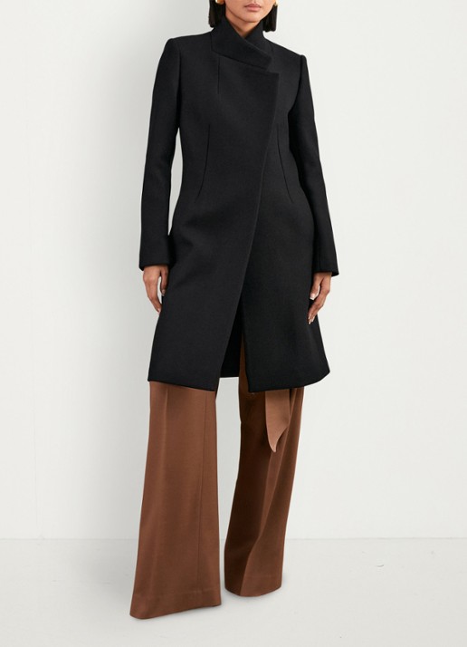Reiss Max mantel in wolblend met opstaande kraag - detail 5 zwart