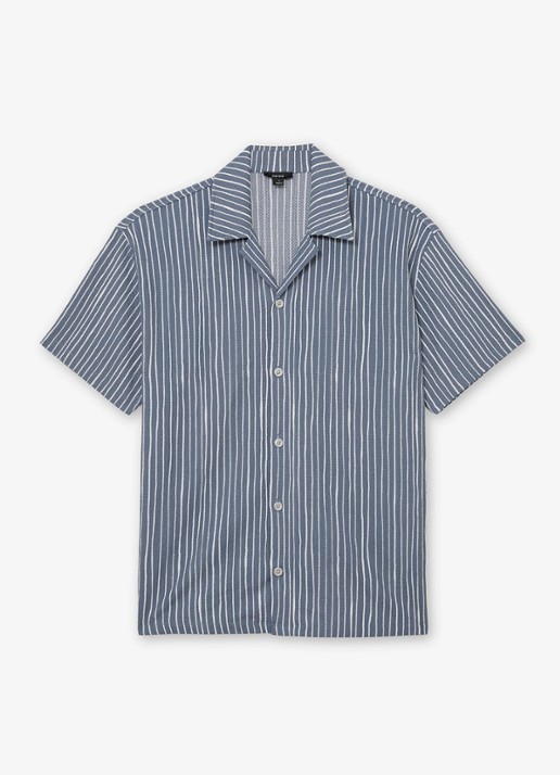 Reiss Max regular fit overhemd met streepprint - voorkant 5 airforce blue / blauw