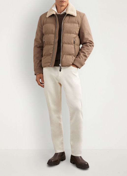 Reiss MAXIMUS Wool-Sleeve Quilted Puffer Jacket - detail 6 bruin