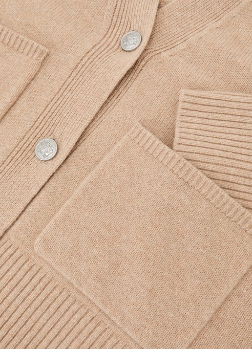 Reiss Maya fijngebreid vest in kasjmierblend met steekzakken - detail 6 beige