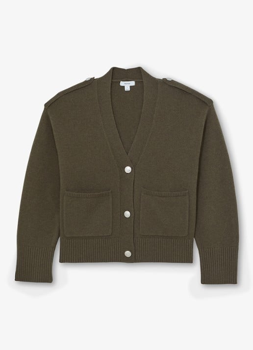 Reiss Maya fijngebreid vest in kasjmierblend met steekzakken