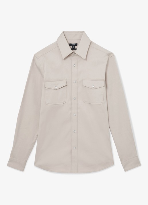 Reiss McRae overhemd met borstzakken - voorkant 2 beige