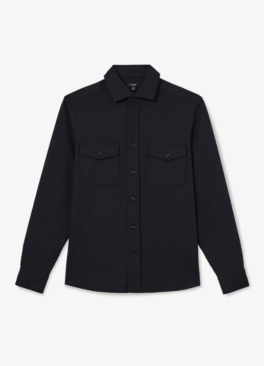 Reiss Mcshane overshirt met borstzakken - voorkant donkerblauw