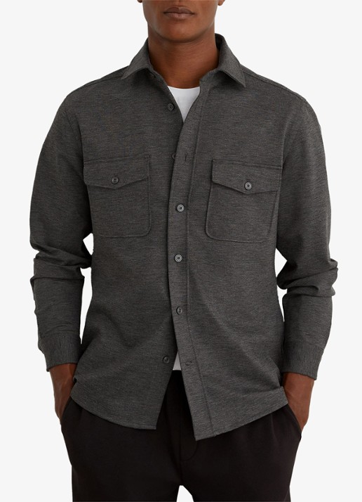 Reiss Mcshane overshirt met borstzakken - detail grijsmele