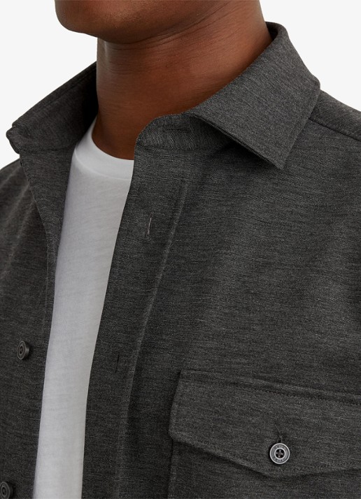 Reiss Mcshane overshirt met borstzakken - detail 2 grijsmele