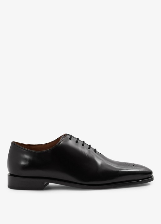 Reiss Mead brogue van leer - detail 4 black / zwart