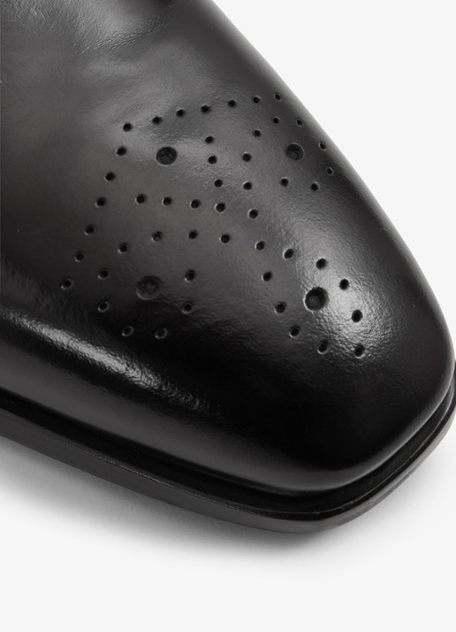 Reiss Mead brogue van leer - detail 5 black / zwart