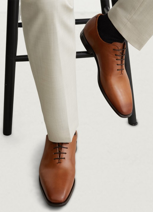 Reiss Mead veterschoen van leer - voorkant 2 bruin