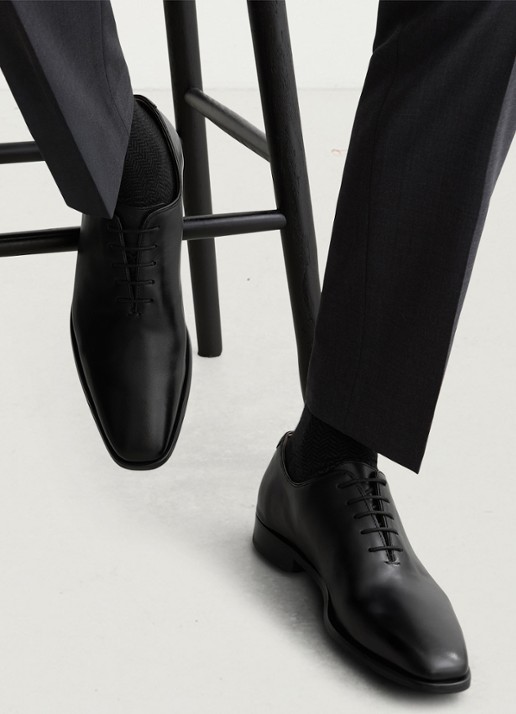 Reiss Mead veterschoen van leer - voorkant 5 zwart
