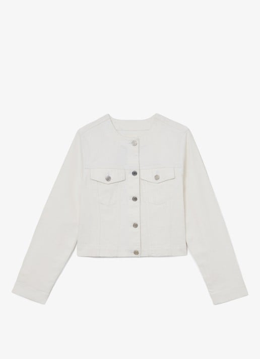 Reiss Medora jack van denim met borstzakken - voorkant wit