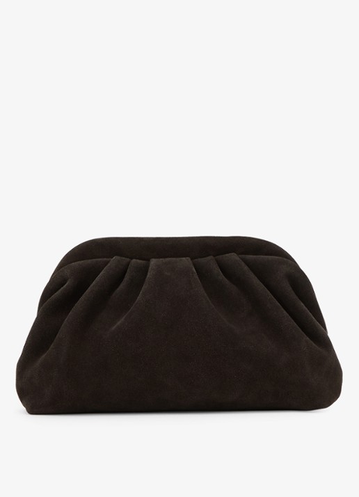 Reiss Mia clutch van suède met afneembare schouderriem - detail 4 bruin