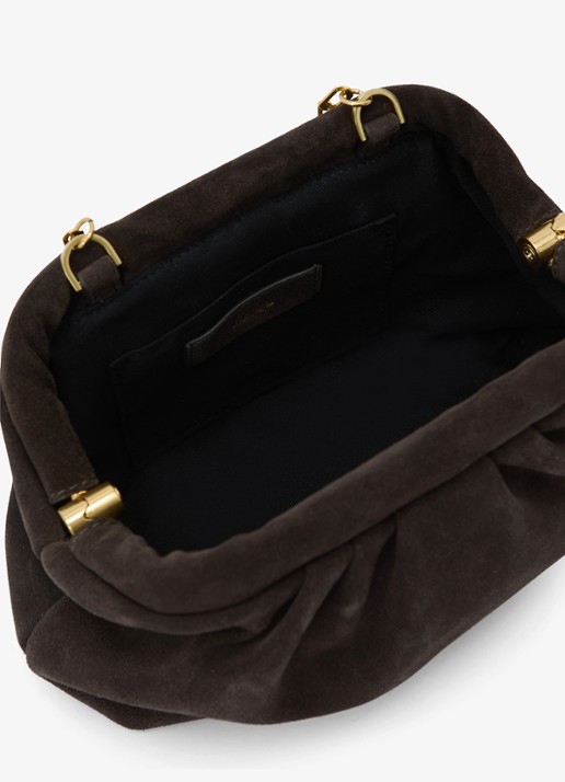 Reiss Mia clutch van suède met afneembare schouderriem - detail 6 bruin