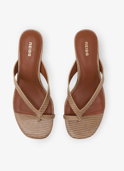 Reiss Mia sandalette van leer  - detail beige
