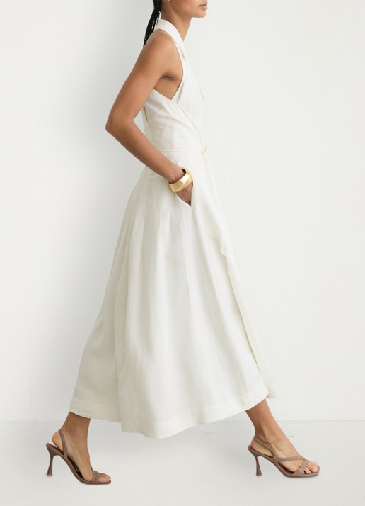 Reiss Midi jurk met halter - detail wit