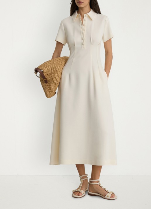 Reiss Midi jurk met plooien - detail 4 creme