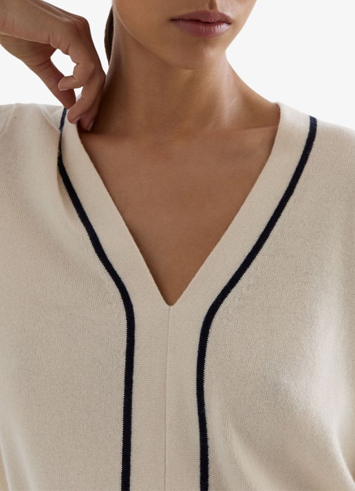 Reiss Mila fijngebreide trui in kasjmierblend - detail 5 beige
