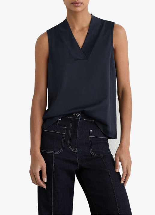 Reiss Miley top met V-hals - detail blauw