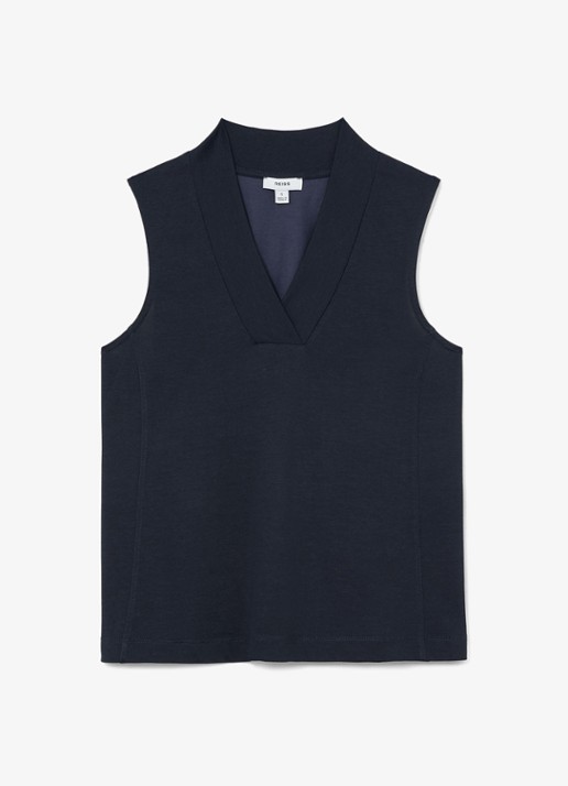 Reiss Miley top met V-hals - voorkant 4 blauw