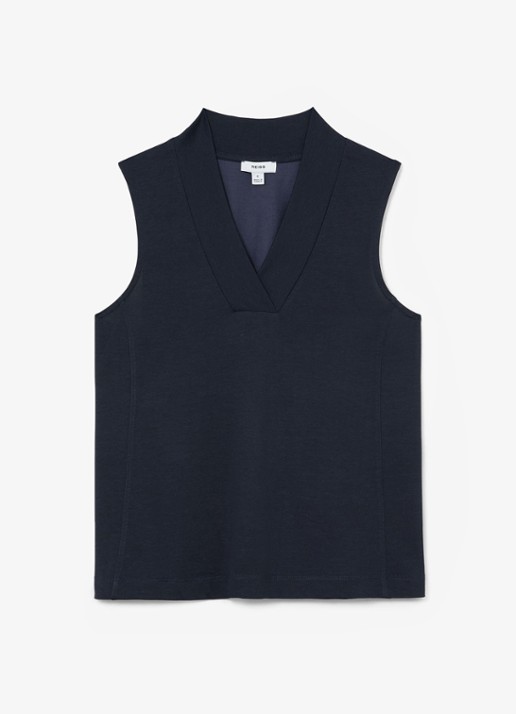 Reiss Miley top met V-hals - voorkant 5 blauw