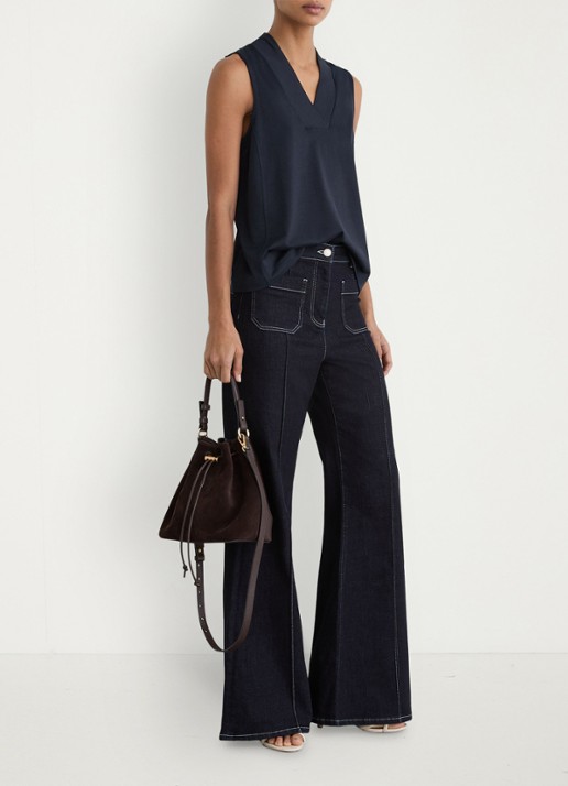 Reiss Miley top met V-hals - voorkant 5 blauw