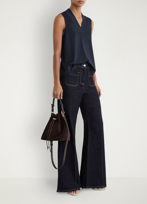 Reiss Miley top met V-hals - voorkant 6 blauw