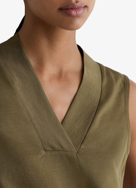 Reiss Miley top met V-hals - detail 4 khaki