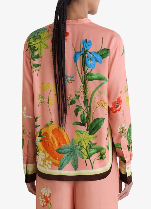 Reiss Milos blouse met print - achterkant 3 oudroze