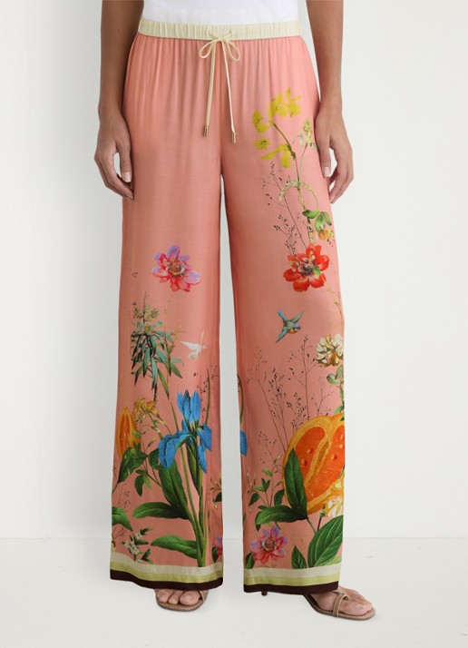 Reiss Milos mid waist wide fit pantalon met print