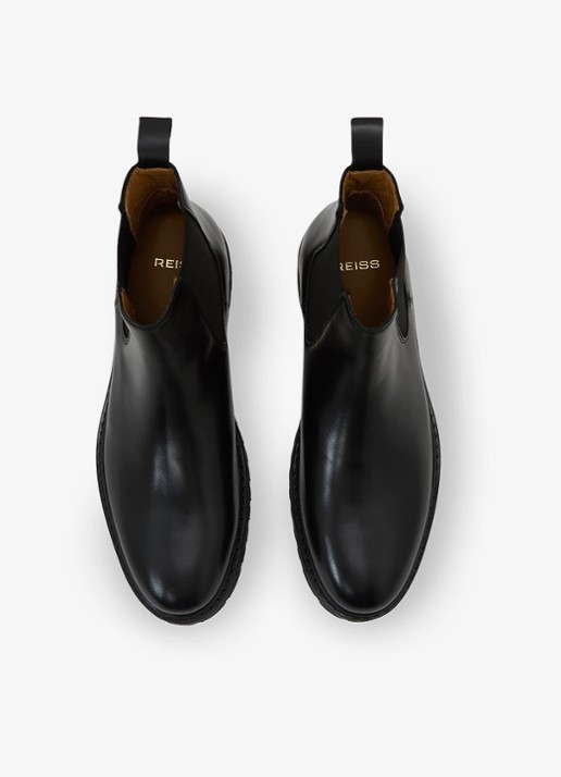 Reiss Milton chelsea boot van leer - detail 6 zwart