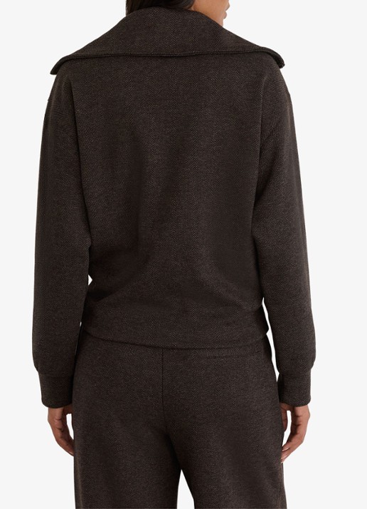 Reiss Mina sweater met halve rits  - achterkant 6 donkerbruin