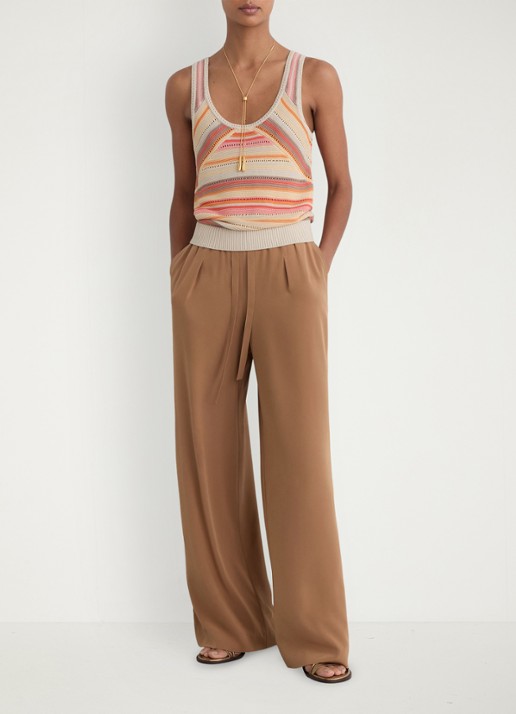 Reiss MIRIAM fijngebreide top met streepprint - voorkant 6 creme