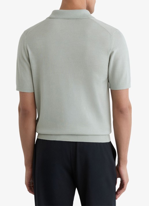 Reiss Mnor regular fit polo van merino wol - achterkant lichtgroen