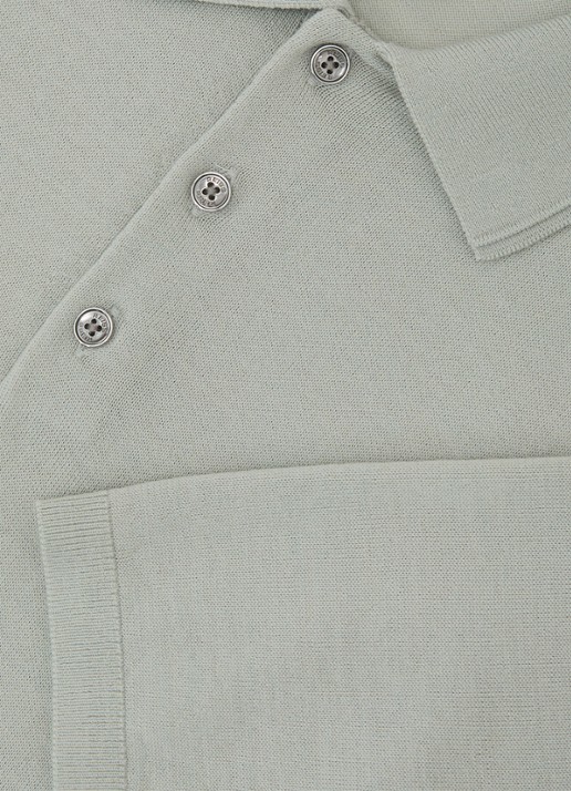 Reiss Mnor regular fit polo van merino wol - detail 6 lichtgroen