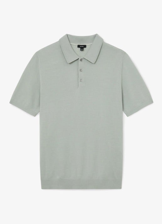 Reiss Mnor regular fit polo van merino wol - voorkant 2 lichtgroen