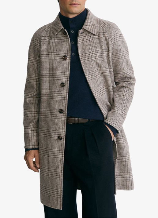 Reiss Morpeth mantel in wolblend met ruitdessin - detail 4 grijsmele