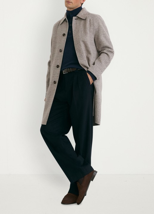 Reiss Morpeth mantel in wolblend met ruitdessin - voorkant 8 grijsmele