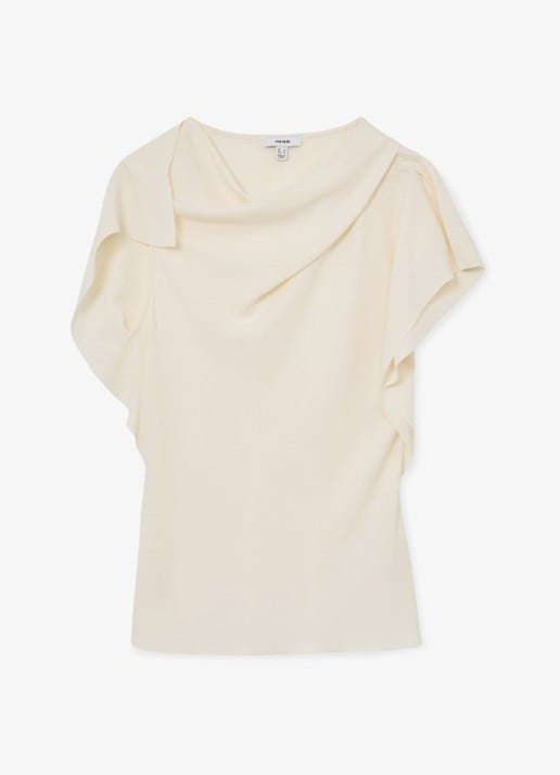 Reiss Natalie top met gedrapeerd detail - voorkant 5 beige