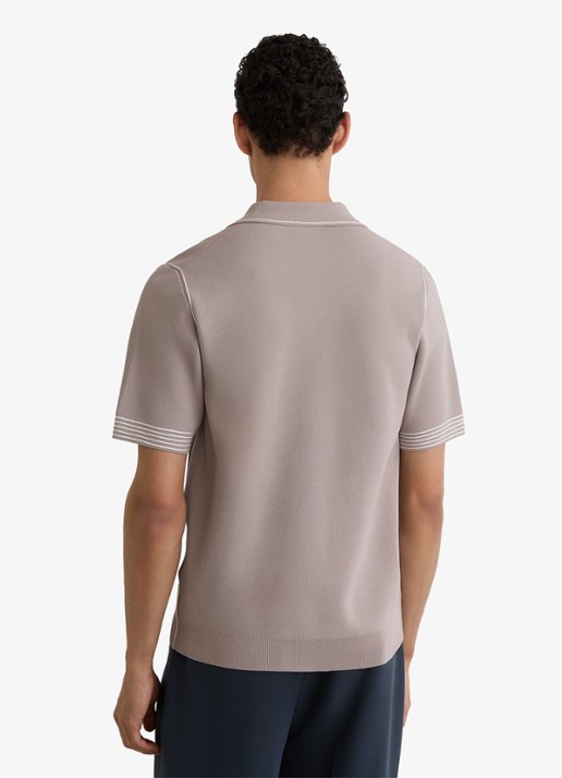 Reiss Newbury regular fit polo met borstzak  - achterkant 6 taupe